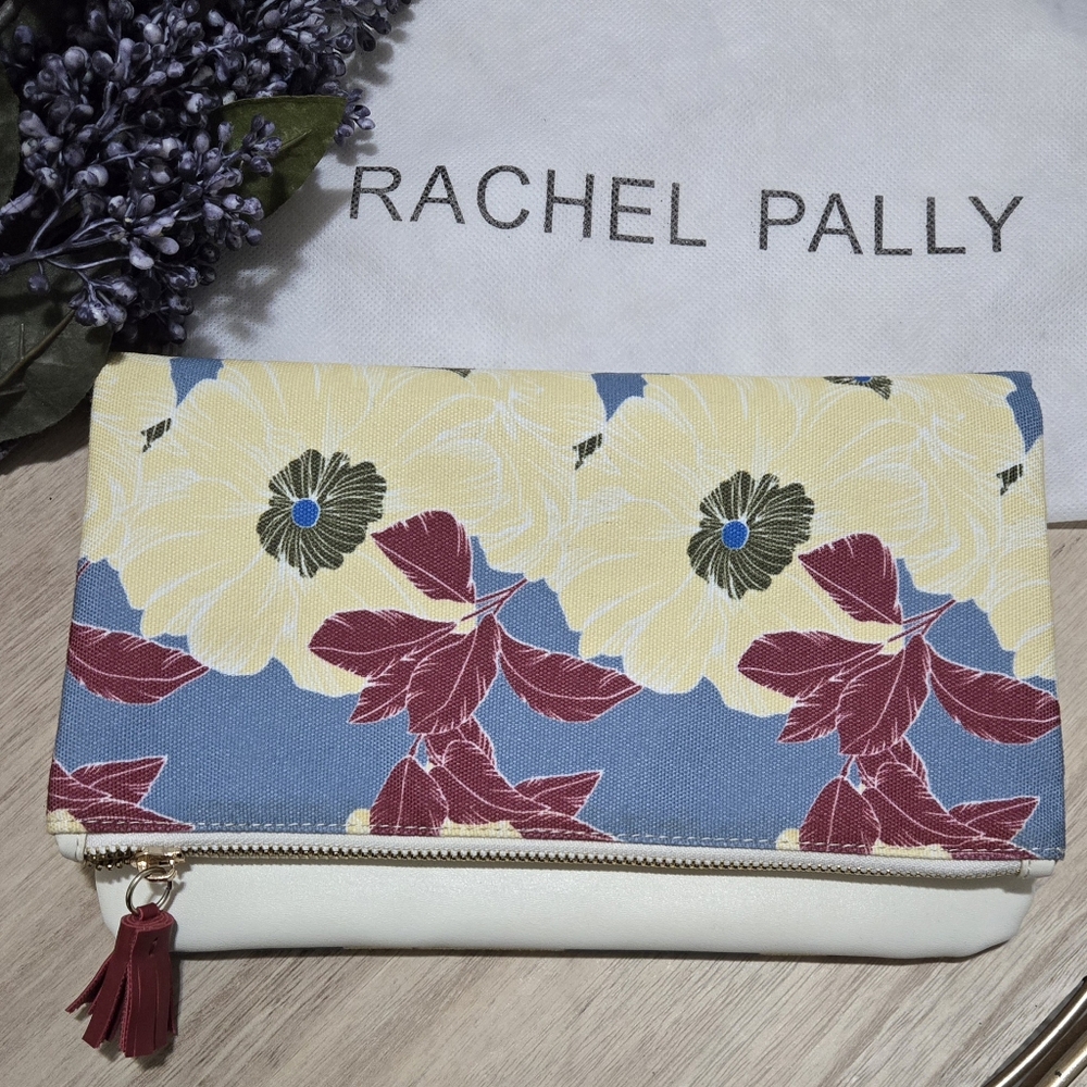 RACHEL PALLY Reversible Foldover Clutch  Floral Print Yellow Red Blue in Bloom